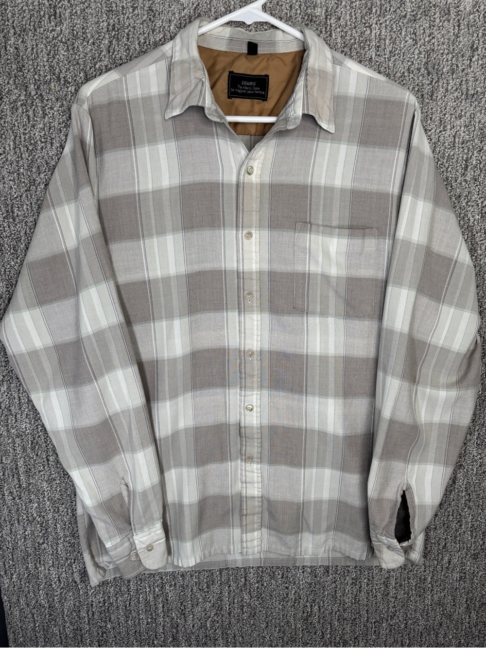 Sears The Mens Store 16 1/2 Tall Plaid Men's Button-Down Shirt Casual Vintage